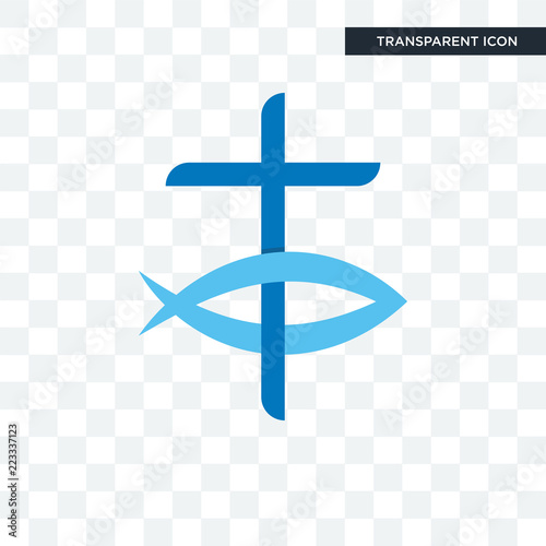 christian fish vector icon isolated on transparent background, christian fish logo design