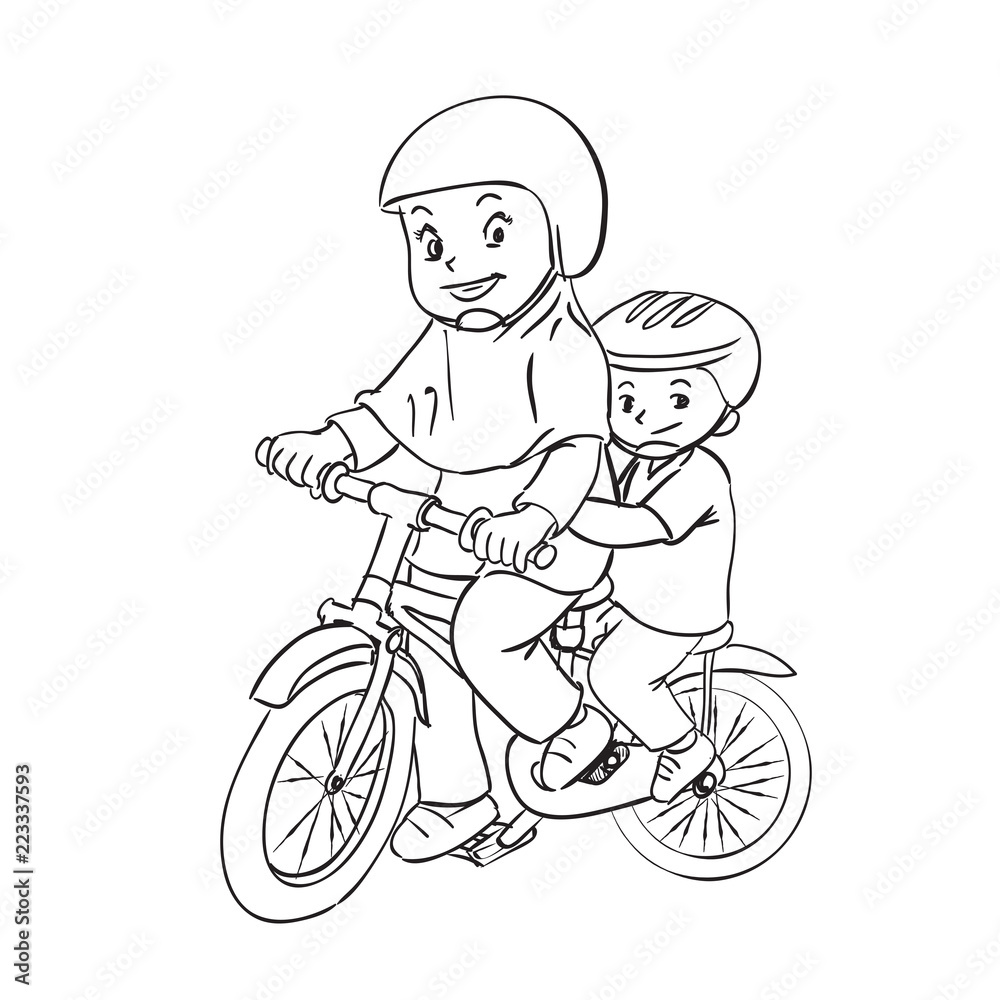 Children are biking Cartoon Illustration Children are biking Cartoon Illustration
