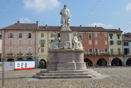 Central Cavour square at Vercelli on Italy