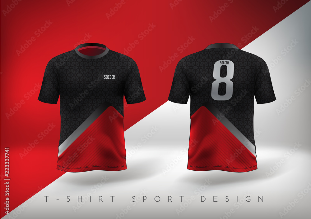 Football Shirt Design T-shirt Sports Black and Red Color. Inspired by the  Abstract Stock Vector - Illustration of round, product: 144589342