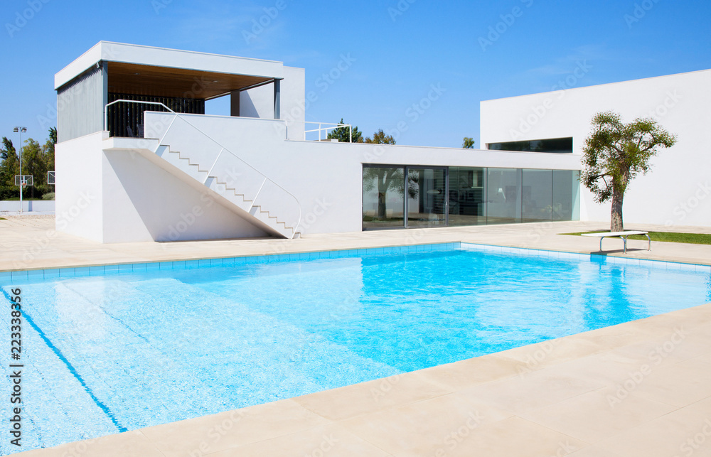 Luxury villa with swimming pool. Modern villa with pool.