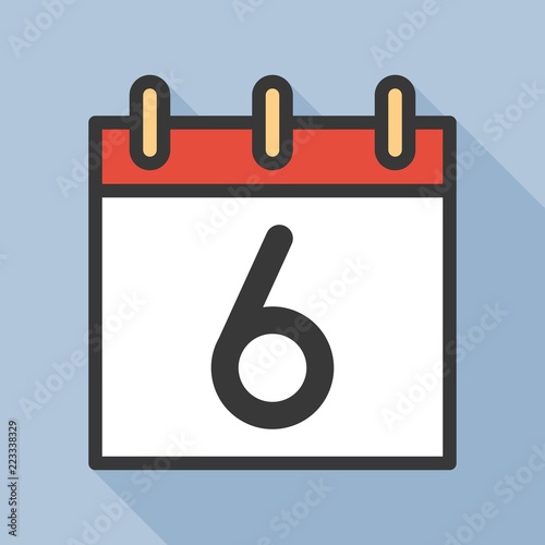 number and calendar icon, outline icon with long shadow