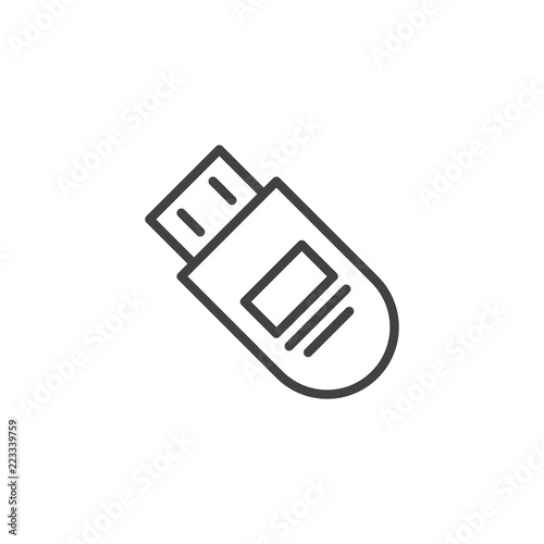 USB flash drive outline icon. linear style sign for mobile concept and web design. Pendrive simple line vector icon. Symbol, logo illustration. Pixel perfect vector graphics