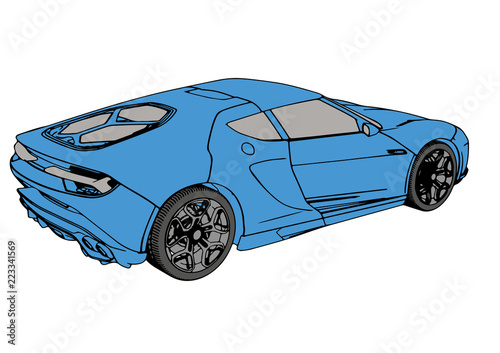 blue sports car vector