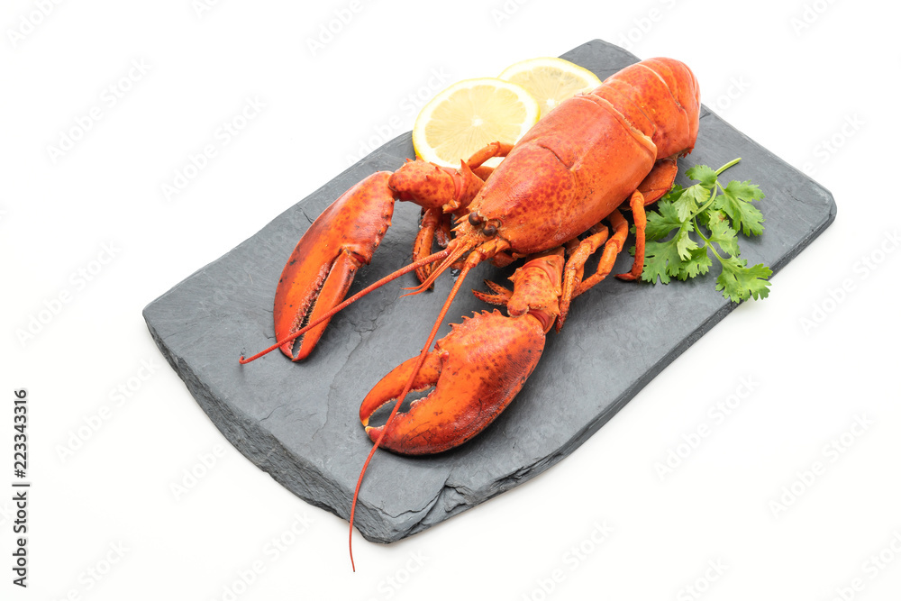 freshly boiled lobster on slate plate freshly boiled lobster on slate plate