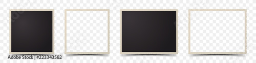 Set of deckle edge photo frames on transparent background