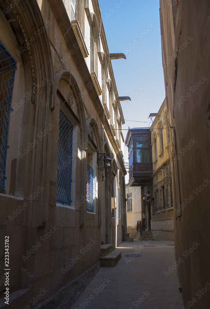Baku - June 6, 2017. Narrow street of Icheri Sheher - Old Town in Baku, Azerbaijan