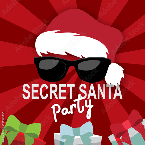 Secret Santa invitation template with Santa Claus