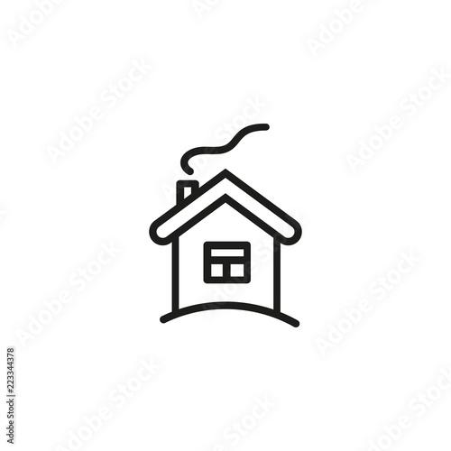 House with chimney line icon. Christmas home, mortgage, homepage. Holiday concept. Vector illustration can be used for topics like architecture, winter, construction