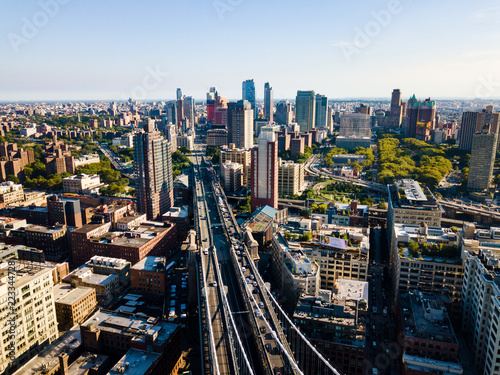 Aerial view of Brooklyn and Manhattan bridge in New York