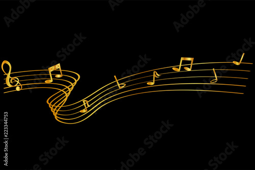 three style of golden Musical Note waving line, for your element design