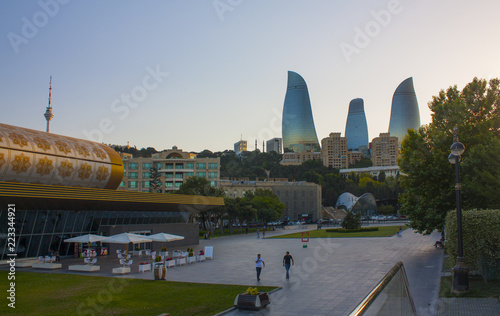 View on the Flame Towers in Baku, Azerbaijan