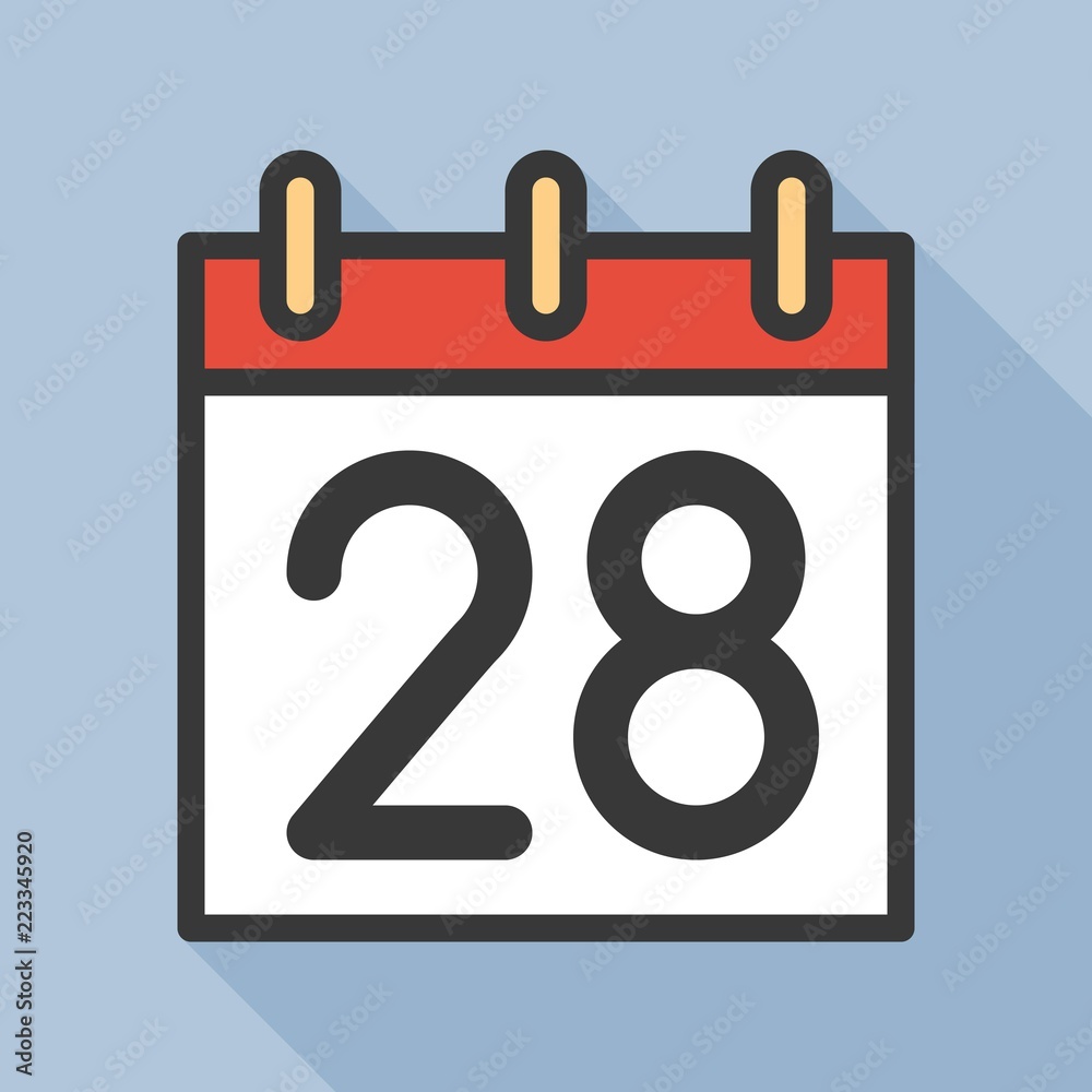 number and calendar icon, outline icon with long shadow number and calendar icon, outline icon with long shadow