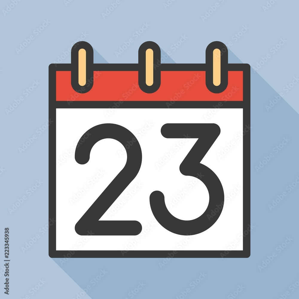 number and calendar icon, outline icon with long shadow number and calendar icon, outline icon with long shadow