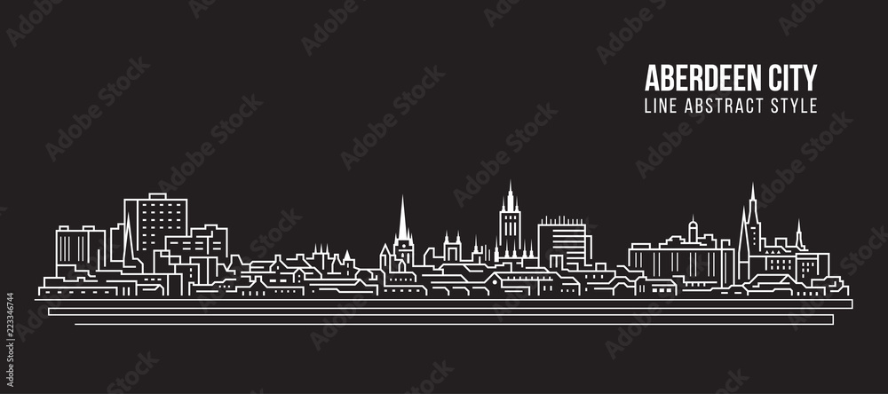 Cityscape Building Line art Vector Illustration design - Aberdeen city