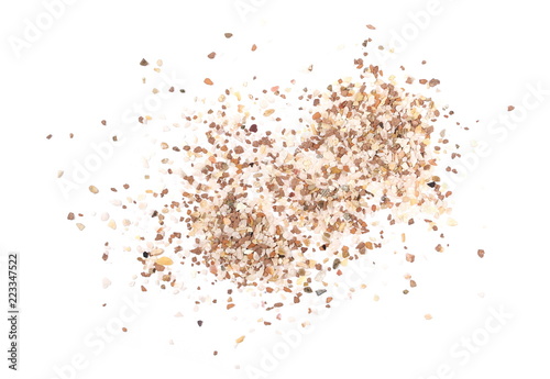 Bird minerals pile isolated on white background, top view