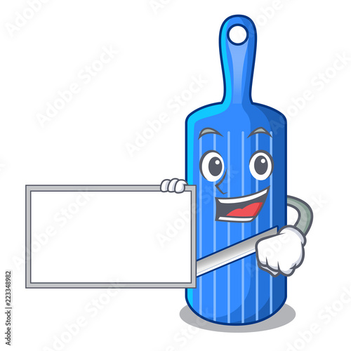 With board cut food on mandolin slicer cartoon