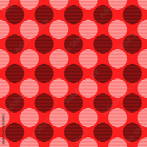Red, black and white simple seamless circle pattern background - vector illustration
