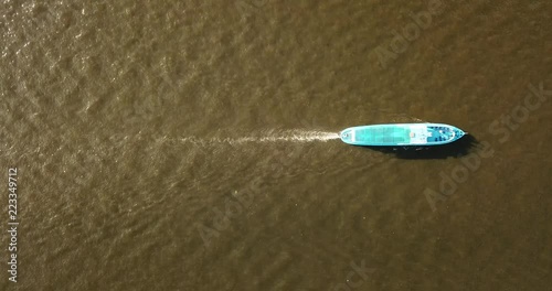 Boat on the Moskova river in Russia photo