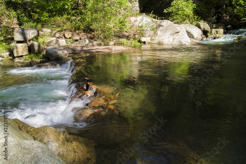spring water creek feeding waterfall at end of pool