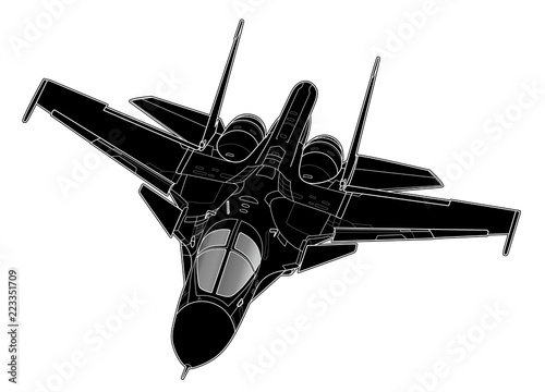 Vector draw of modern Russian jet bomber aircraft.