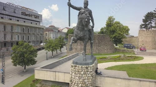 Aerial view to Monument of King Erekle II in Telavi. Famous Kakheti wine region, Georgia photo