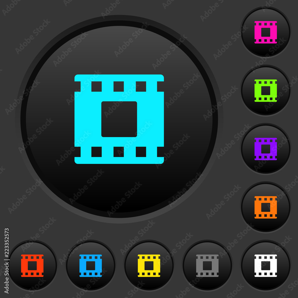Movie stop dark push buttons with color icons Movie stop dark push buttons with color icons