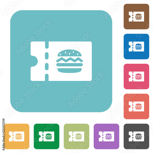 Fast food restaurant discount coupon rounded square flat icons