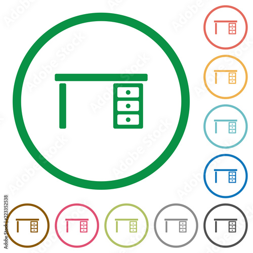 Drawer desk flat icons with outlines photo
