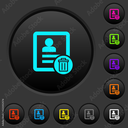 Delete contact dark push buttons with color icons