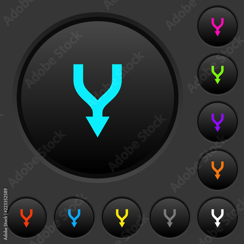 Merge arrows down dark push buttons with color icons