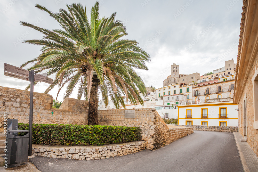 IBIZA, SPAIN - OCTOBER 10, 2014:  Historical streets of Ibiza Port d'Eivissa