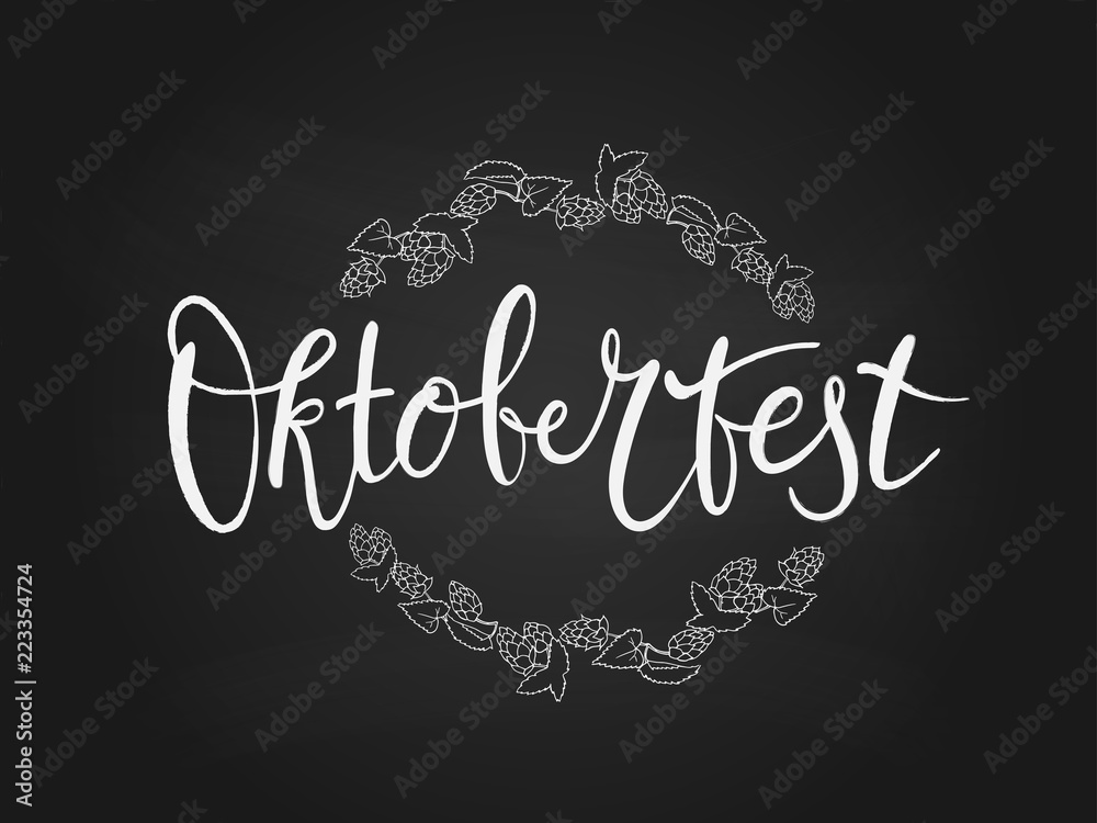 Oktoberfest typography title vector design for banner and poster. Oktoberfest handwritten lettering header. Design template event celebration. Beer Bavarian Festival banner. Chalk logotype. Oktoberfest typography title vector design for banner and poster. Oktoberfest handwritten lettering header. Design template event celebration. Beer Bavarian Festival banner. Chalk logotype.