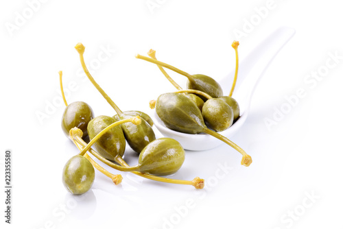 Caper fruits on white background photo