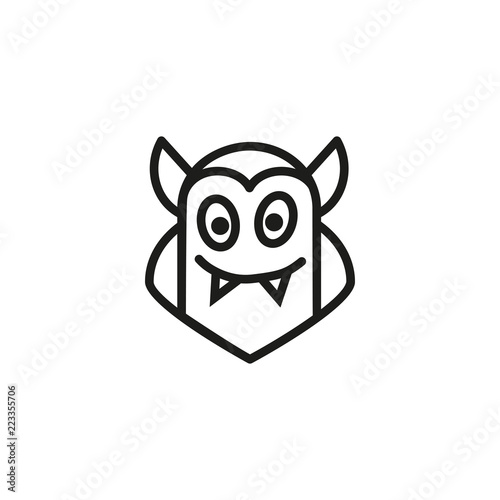 Funny vampire line icon. Fangs, demon, Dracula. Costume concept. Vector illustration can be used for topics like Halloween, night party, cartoon photo