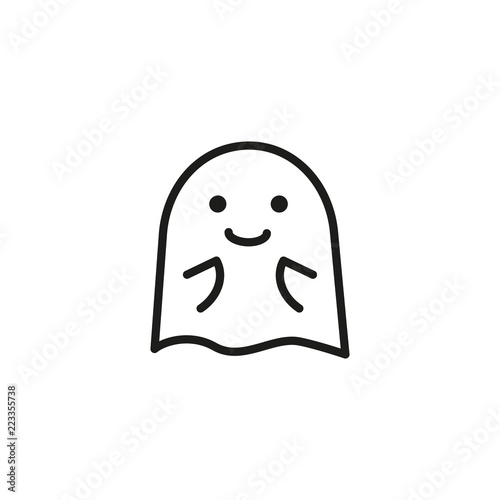 Ghost in anticipation line icon. Gossip, shock, amazed. Halloween concept. Vector illustration can be used for topics like awe, emotion, phantom