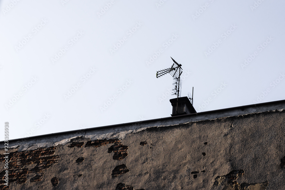 Dvbt antenna on the roof of the building Dvbt antenna on the roof of the building
