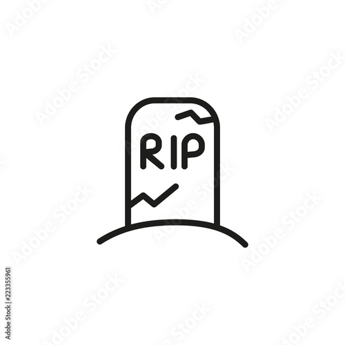 RIP inscription on tombstone line icon. Monument, death, scary. Halloween concept. Vector illustration can be used for topics like horror, cemetery, funerary