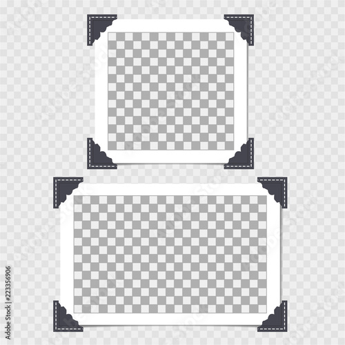 Photo frame with angle, corner on isolate background. Template, blank for your trendy photo