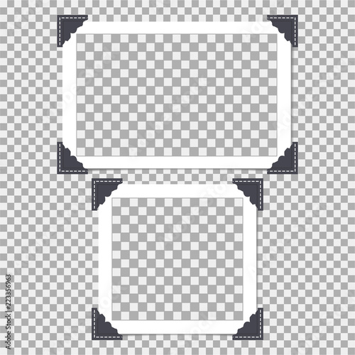 Photo frame with angle, corner on isolate background. Template, blank for your trendy photo