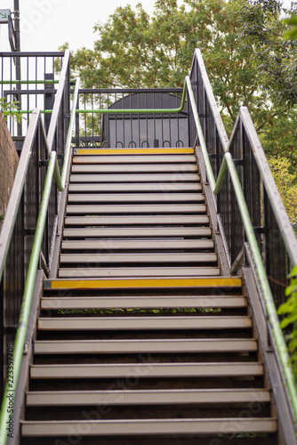 Fototapeta Naklejka Na Ścianę i Meble -  Empty stairs to British rural train station
