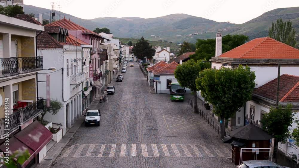 morning street in Pinhao, river Douro valley, Portugal morning street in Pinhao, river Douro valley, Portugal