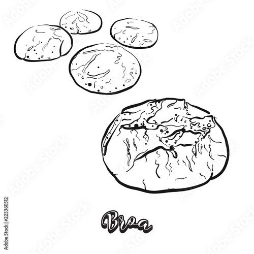 Hand drawn sketch of Broa bread