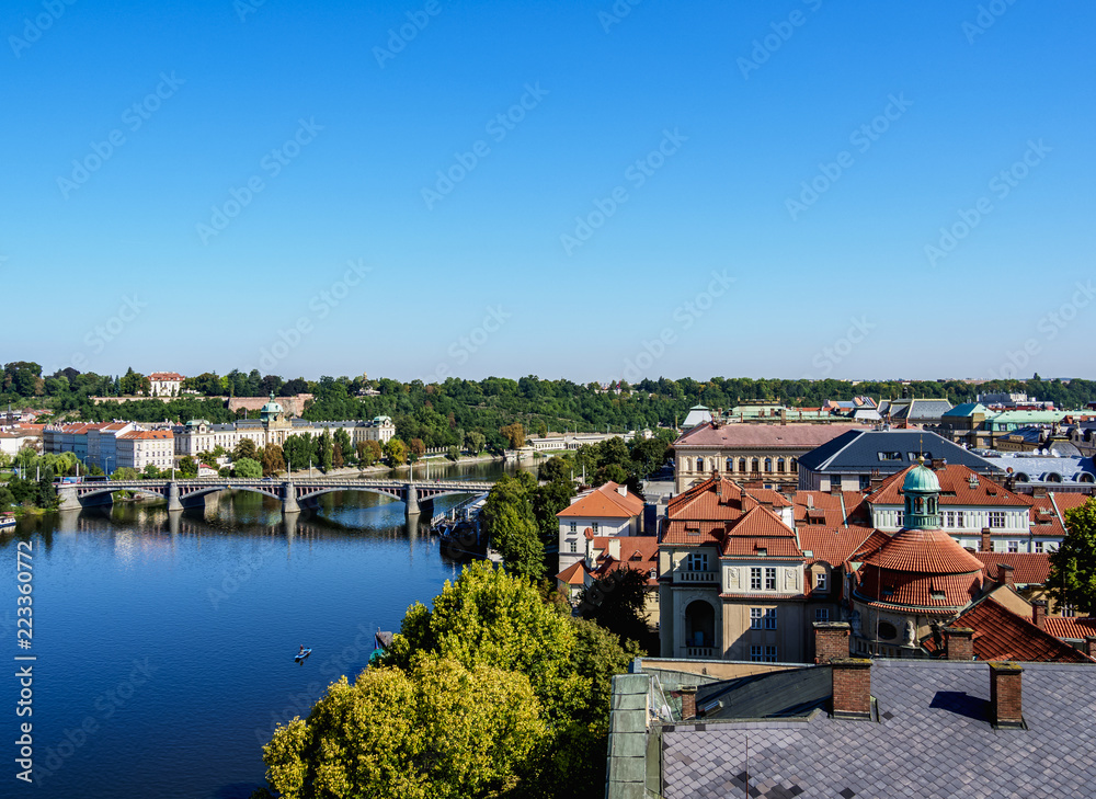 Manes Bridge and Vltava River, Prague, Bohemia Region, Czech Republic