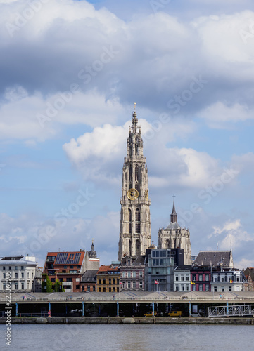 View over River Scheldt towards Cathedral of Our Lady, Antwerp, Belgium © Karol Kozłowski
