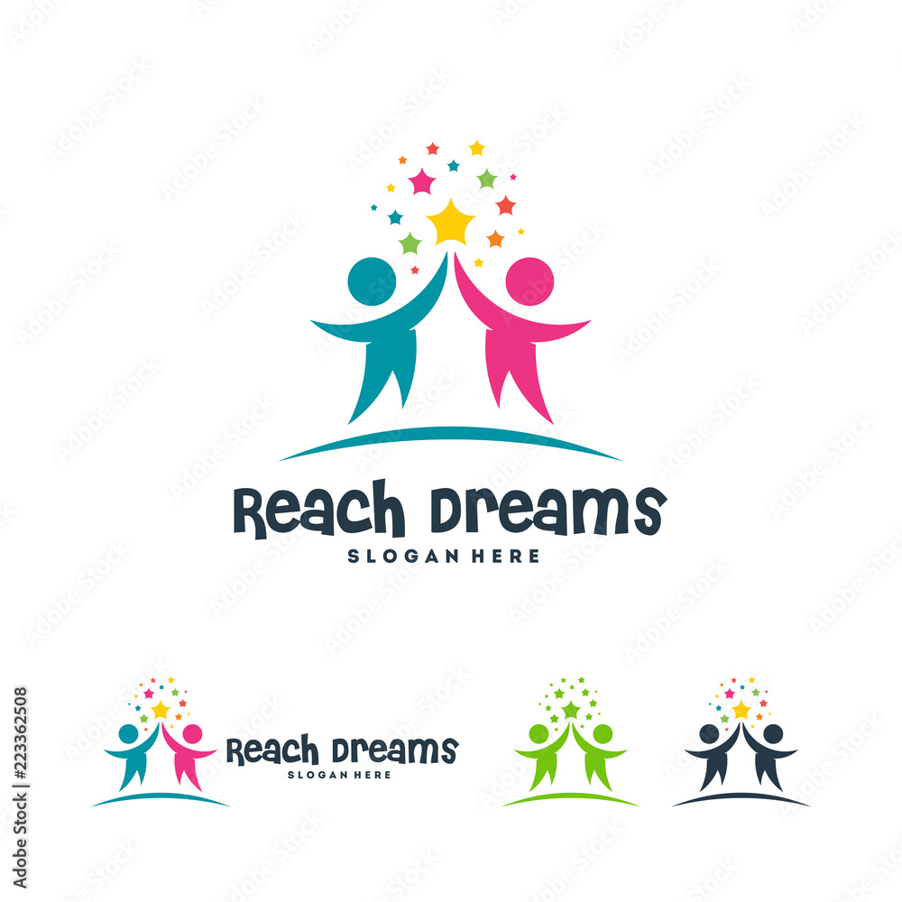 modern color logo of reach star or reaching dream, business success star  kids logo 8462157 Vector Art at Vecteezy