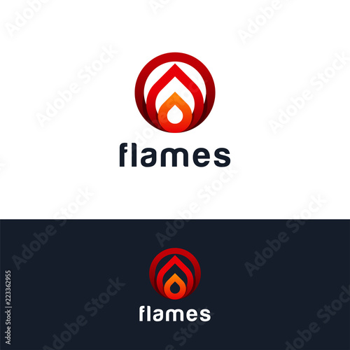 Modern Line Fire Flame Logo, Iconic Flames logo symbol, weather logo symbol