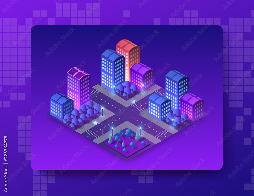 Fototapeta premium Set of modern isometric buildings
