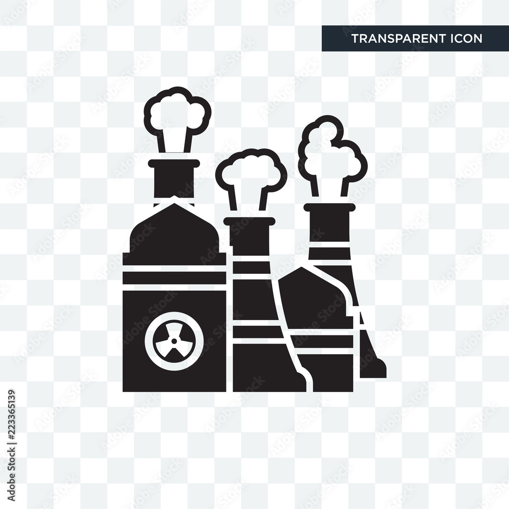 Naklejka premium Nuclear plant vector icon isolated on transparent background, Nuclear plant logo design