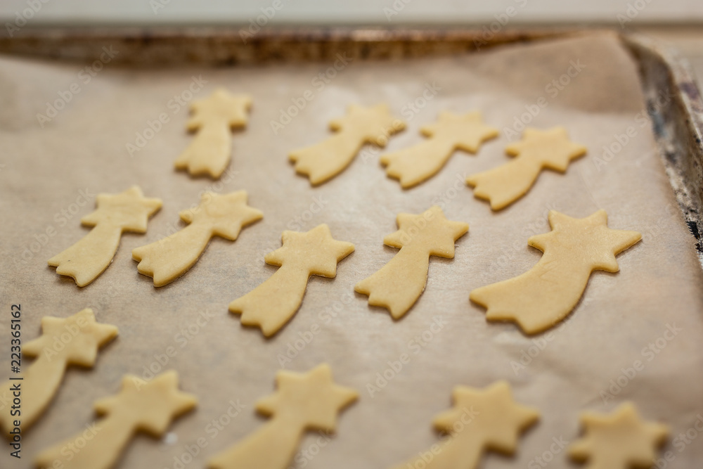 christmas cookies on wooden background